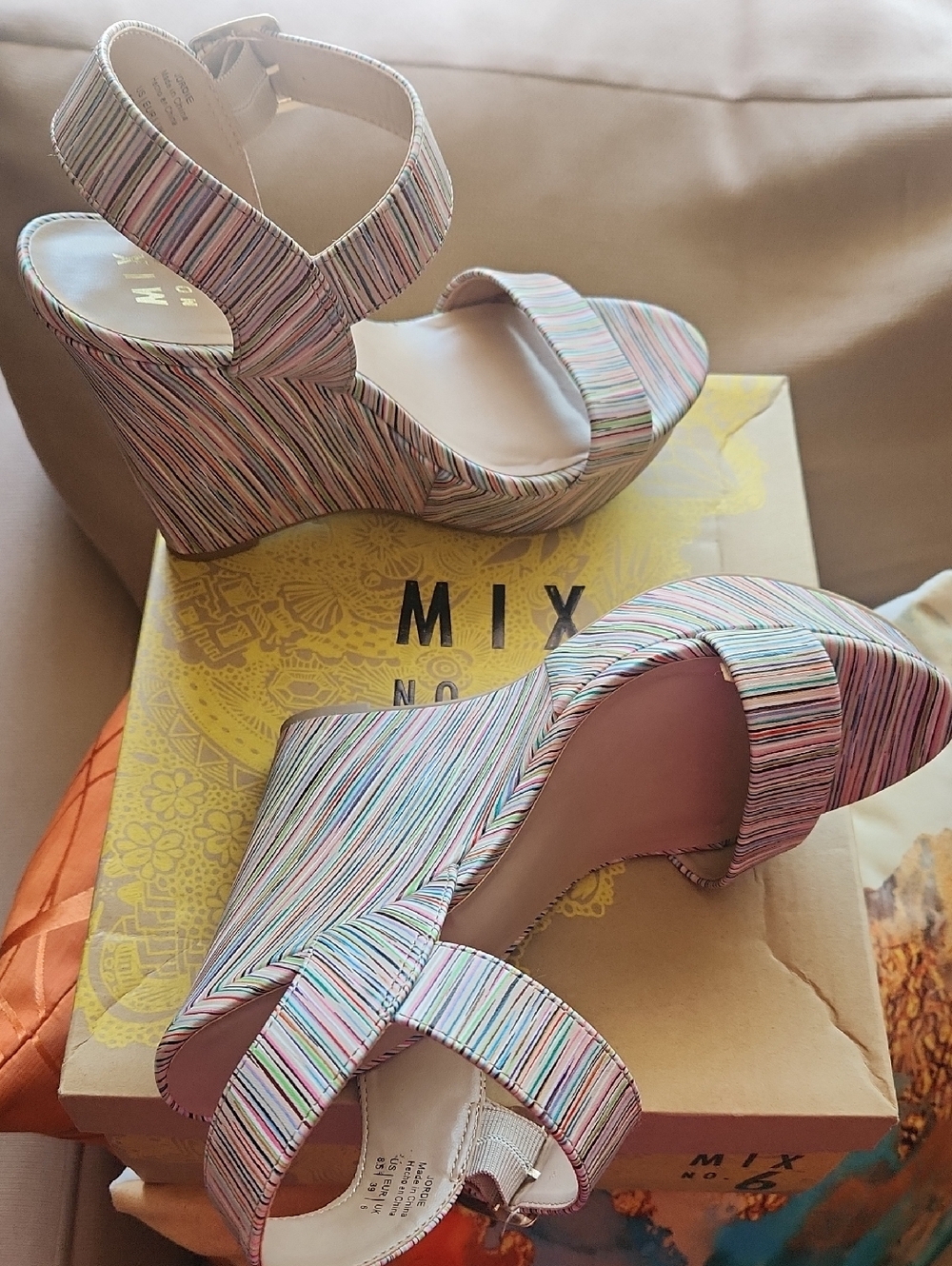 Mix No. 6 Pastel Striped Platform Wedge Sandals